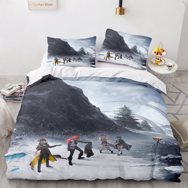 Genshin_Impact 3 PCS Comforter Set with 2 Pillowcases,Genshin_Impact Bedding Set Sheet Set for Kids Adults,All Season Lightweight