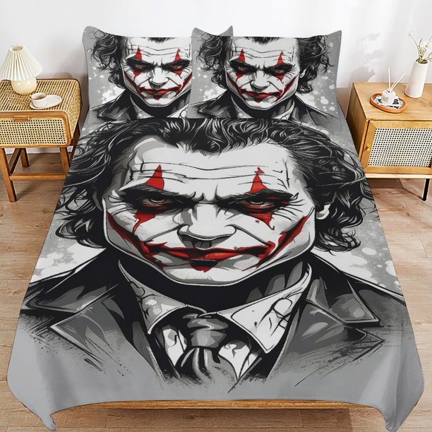 Joker Bedding Sets Ultra Soft Skin-Friendly Duvet Cover 3 Piece, Cute Comforter Cover Bed Set for Boys Girls Kids