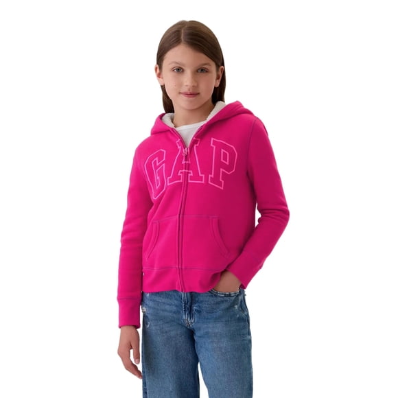 Sudadera con Capucha de Cierre Completo para Niñas GAP Cozy Bright Beet XL