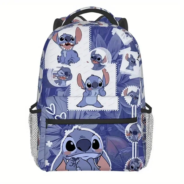 MINISO Disneys Stitch Kawaii Backpack Anime Cartoon Style Adorable College Bag with Fun Zipper Detail Perfect Womens Daily Use
