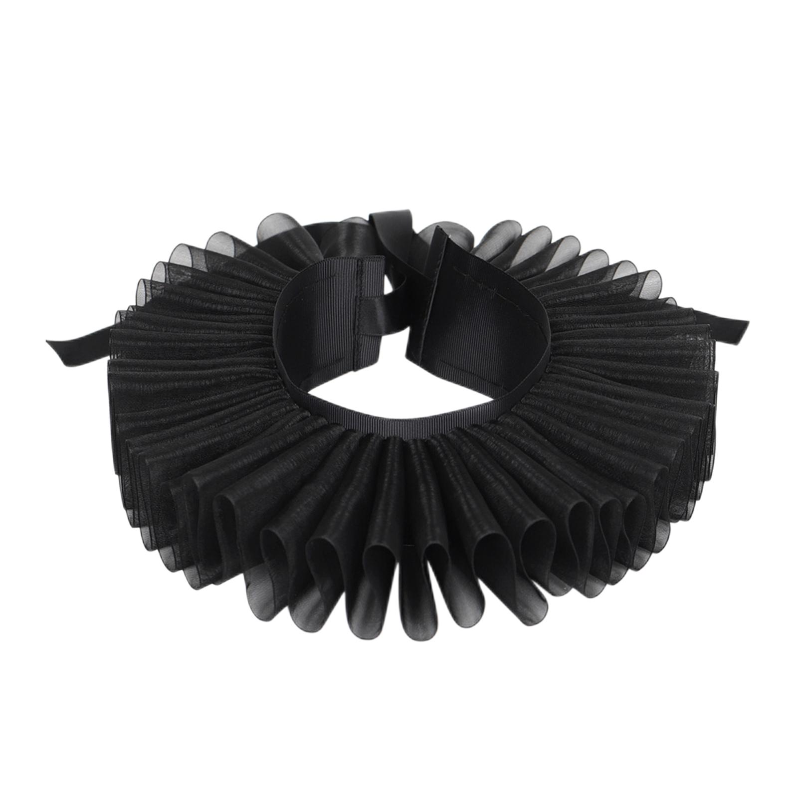 Magideal - Collar Con De Tul, Gargantilla De Para Cosplay, Capa Con Volante De Cuello Retro Desmontable Para Disfraces, Disfraces, Fiestas , Negro