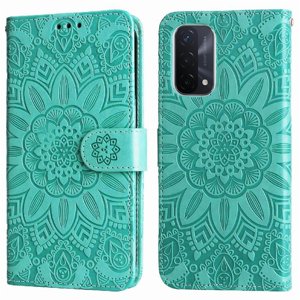 Funda Tipo Cartera Foxdock Para Oppo A74 5G , Diseño Girasol En Relieve, Cuero Pu, Cierre Magnético, Soporte Y Tarjetero