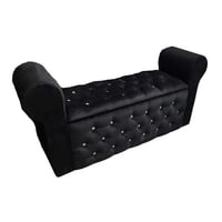 Muebles Hvm - Banqueta Baul Hvm Capitone Negro Felpa B/Diamantes