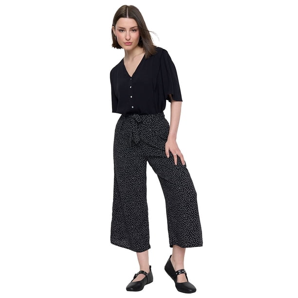 Pantalón Mujer Cullote Viscosa Print Puntos Corona