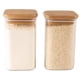 thumbnail image 2 of Set 3 Frasco Hermetico 600mL Vidrio Cuadrado 12cm Bambú, 2 of 3