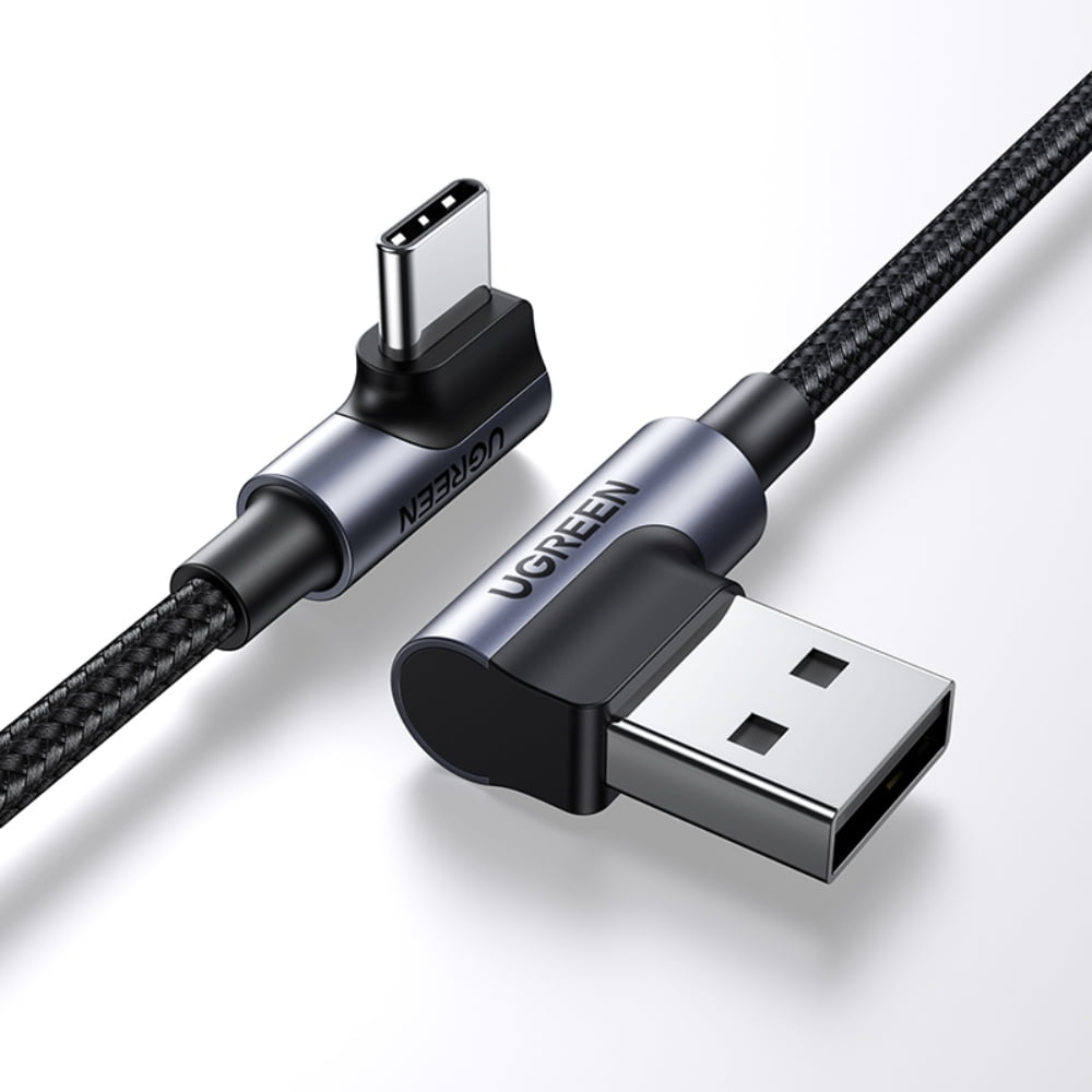 Cable Curvo Usb-a/usb-c 3a Max Trenzado 2m Negro Ugreen Us176