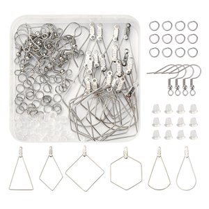 Magideal - 196 Pcs Kit Para Aretes 40 Ganchos Para Aretes De Plata 80 Anillos Abiertos 40 Espaldas Para Aretes 36 Suministros Para Aretes De Aro