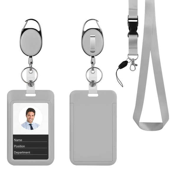 Porta credencial happyhbt gris de 46 cm con cordón de seguridad desmontable