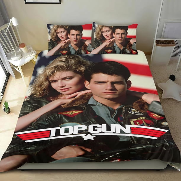 Top Gun Conjunto de sábanas temático, trío de piezas, cómodo y amigable con la piel, diseño único, regalo de decoración para el hogar para familiares, amigos y fans,173cm *218cm