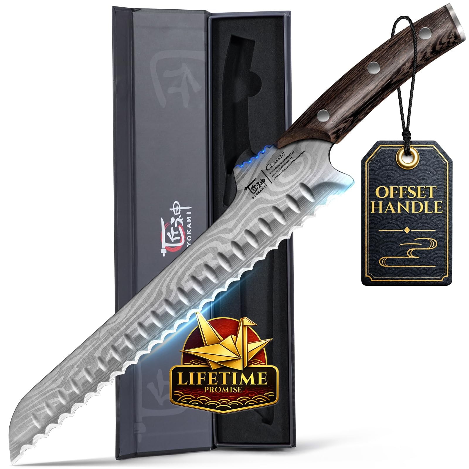 Cuchillo Para Pan Syokami 27 Cm Con Mango Desplazado Y Filo Dentado Reafilable