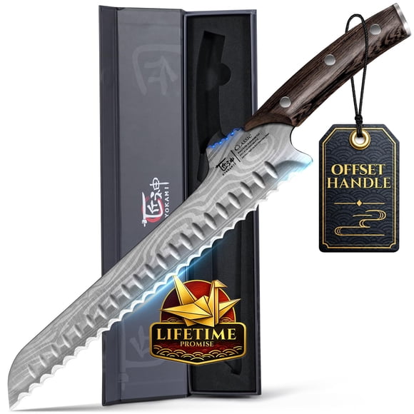 Cuchillo para Pan SYOKAMI 27 cm con Mango Desplazado y Filo Dentado Reafilable