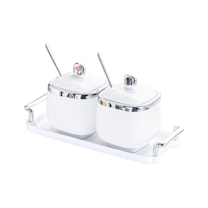 Bothyi - Condiment Canister Contenedor De Especias De Almacenamiento De Alimentos Nórdicos Para Fiestas 2 Jar Argent