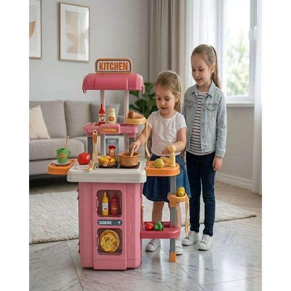 Cocina de Juguete 3 en 1 Infantil Tipo Maleta con Accesorios