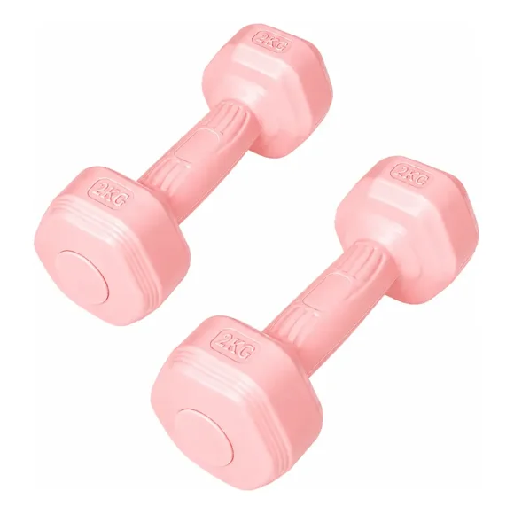 Par Mancuernas Hexagonales PVC 2 Kg c/u Pesas Fitness 4 Kg Total