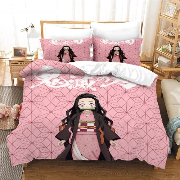 Nezuko Kamado Bedding Set Anime Demon Slayer Duvet Cover Comforter Bed Linen Single Twin Full Queen Size 3d Girl Boys Gift Bed Sheets