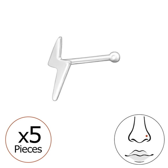 Piercing Plata 925 Forma De Rayo Para La Nariz, Trago,Helix Y Parte Superior De La Oreja Plateado