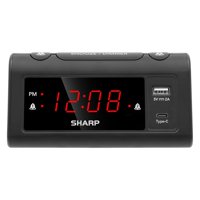 Reloj Despertador Sharp Super Fast Usb-C Con Carga Para 2 Alarmas, Color Negro