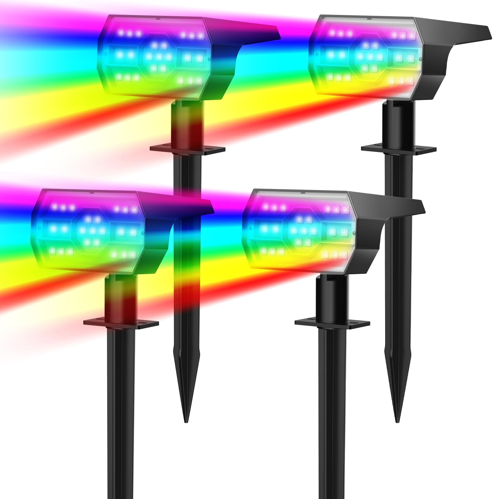 Luces Solares Multicolor Cambiantes Nymphy Impermeables Rgb, Paquete De 4