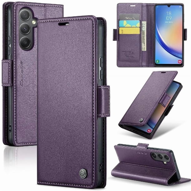 CaseMe tipo cartera Samsung Galaxy A34 5G con cierre magnético, RFID, tarjetero, soporte, carga inalámbrica