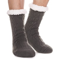 Calcetines Pantuflas Ebmore Para Hombre, Peludos, Cálidos, Antideslizantes, Gris Oscuro