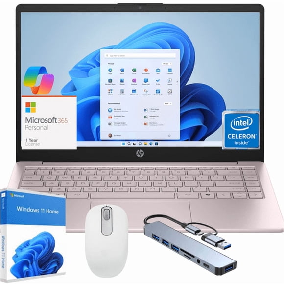 Notebook HP 14" Intel N150 12.ª Gen, 4 GB RAM, 128 GB eMMC, Windows 11 Home, Office 365 por 1 año, cámara web, HDMI y WiFi