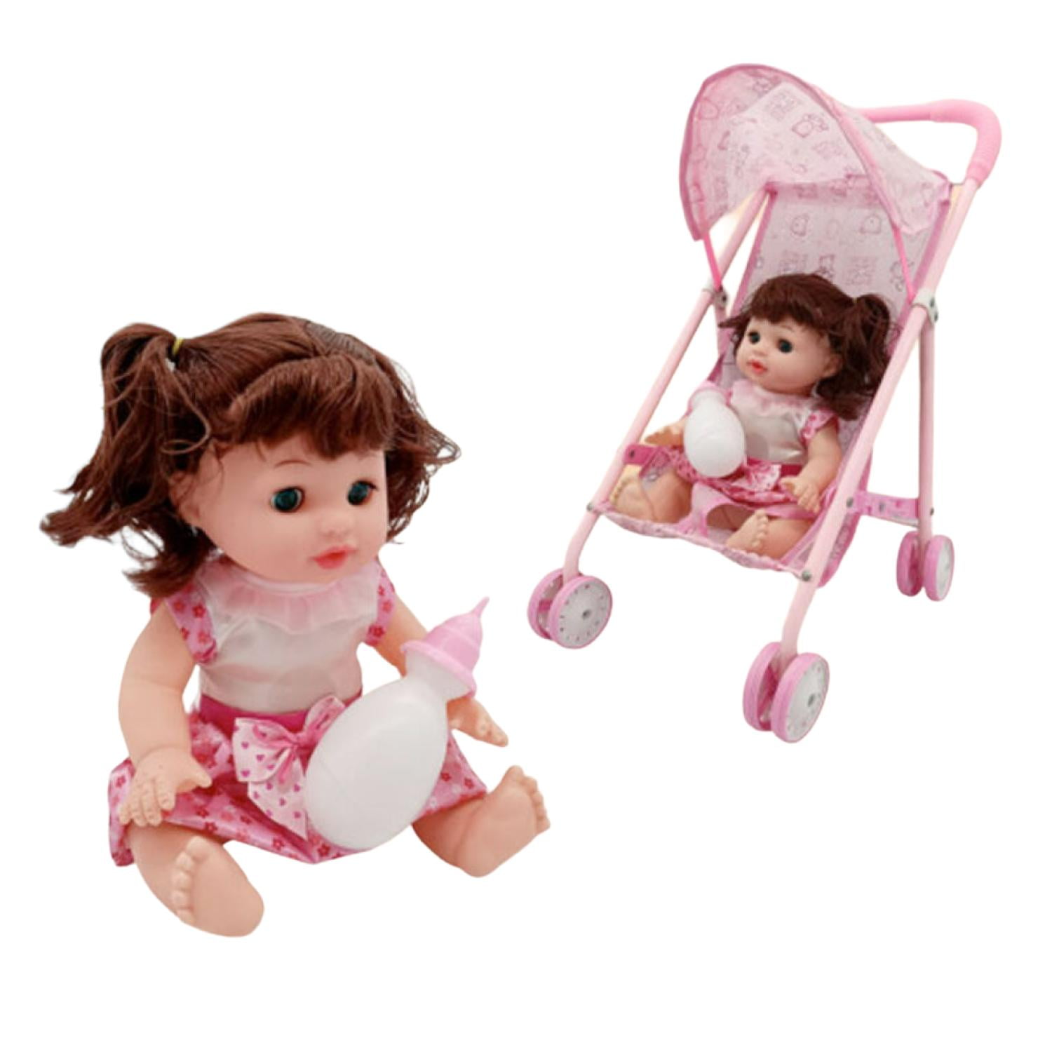 Total Upgrate - Juguete Muñeca Con Carrito Rosado Infantil