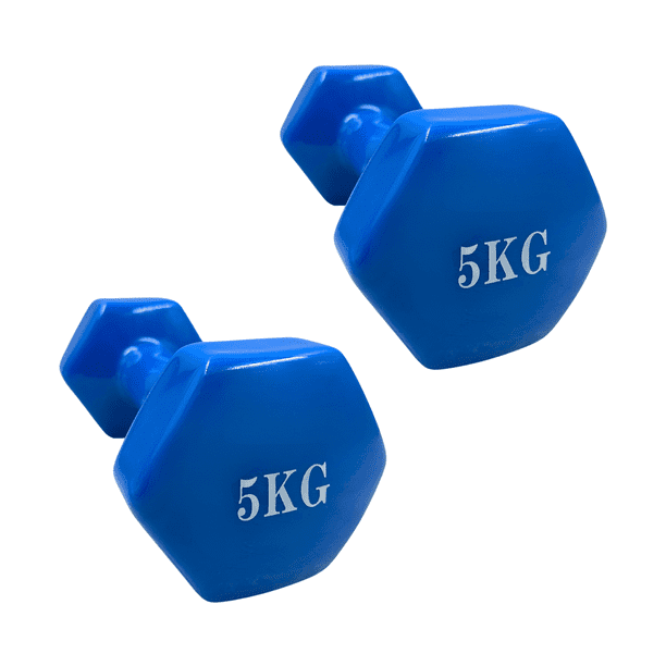 Par de Mancuernas 5kg c/u Total 10kg Hexagonales de Vinilo