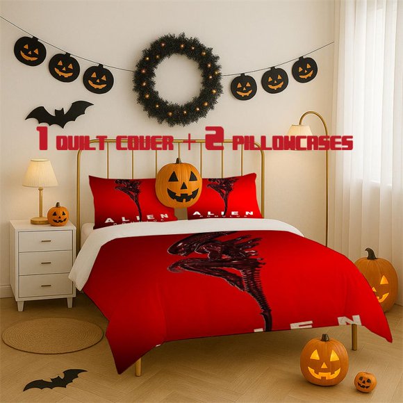 3pcs Uniquely Shaped Printed bedding Featuring a Soft Duvet Cover And Two Pillowcases