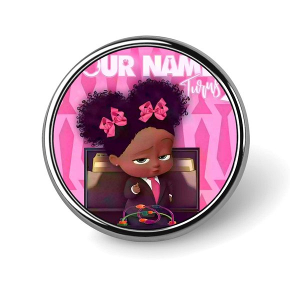 Insignia de Botón Redondo Desmarcar El Bebé Jefe Niña Africana 2.8 cm
