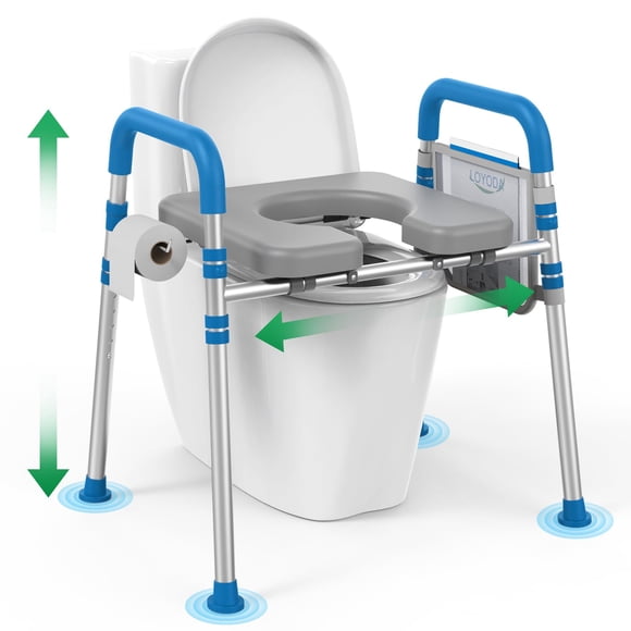 Asiento de inodoro elevado Loyoda con asas acolchadas, capacidad de 500 libras
