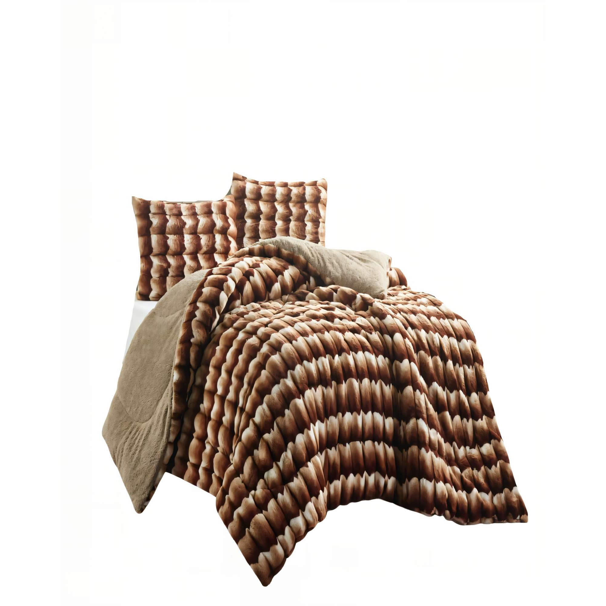 Genérico - Cobertor Piel De Conejo Imitacion Con Diseño 2plaza Color Café