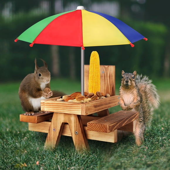Comedero para Ardillas Gnodry con Paraguas y Mesa de Picnic