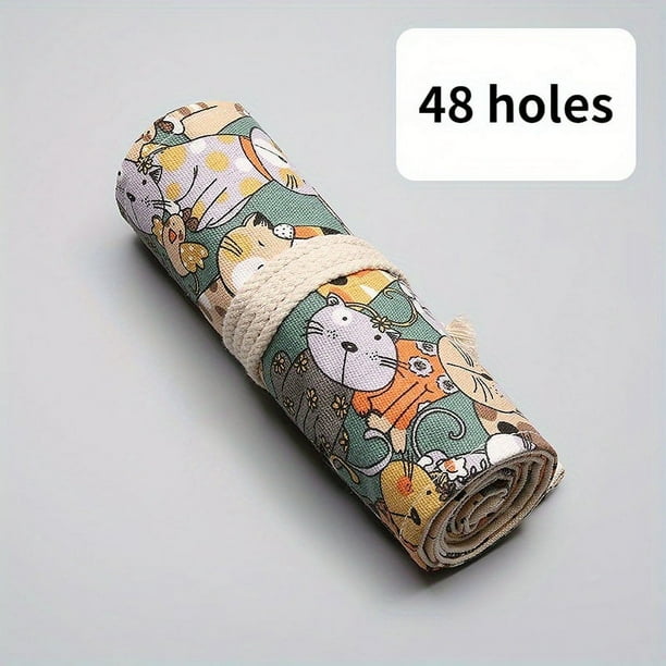 Exquisite Pencil Roll Bag - 12/24/36/48/72-Hole Art Roll Pencil Case for Student Stationery Storage and School Supplies