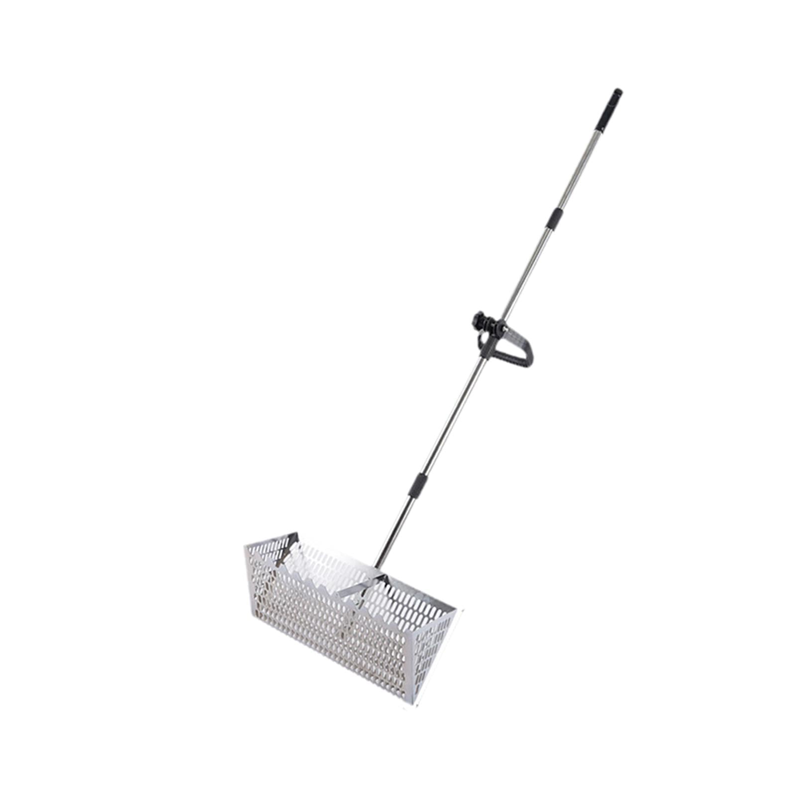 Ioensy - Rastrillo De Arena Grande De Acero Inoxidable Premium Con Mango Telescópico Y Cesta Ancha. Tamiz De Acero Inoxidable 304.