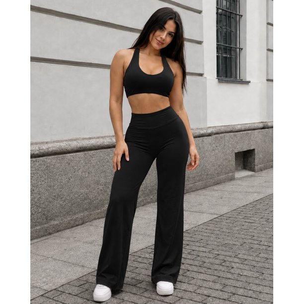 Conjunto Deportivo Para Mujer Seamless Top Y Calza Flare