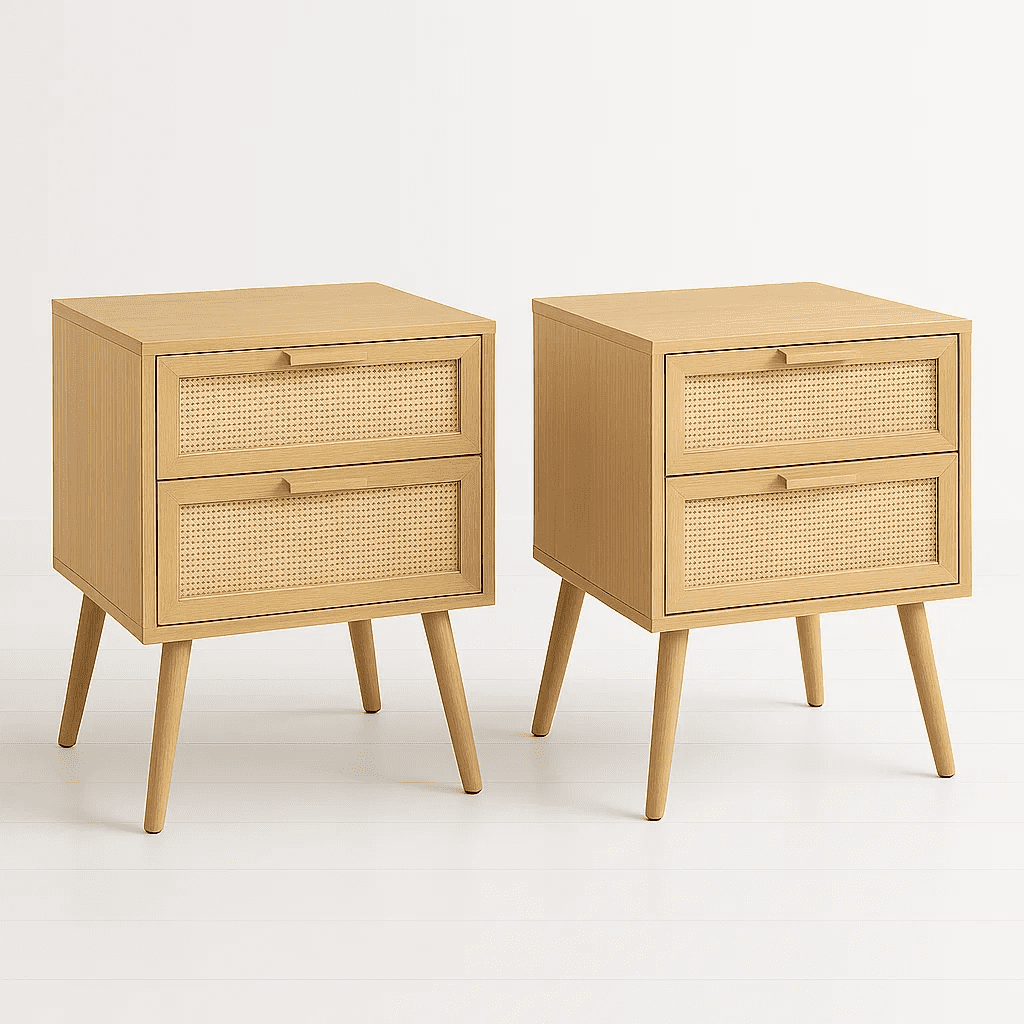 Klik Muebles - Pack De 2 Velador Eames Mesh Doble - Madera Clara