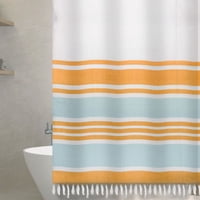 Decoexpress - Cortina Baño Tela Mas Flecos Marinera Turquesa