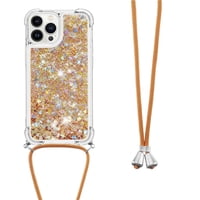 Funda Foxdock Para Iphone 13 Pro Con Cuerda Ajustable, Brillo Líquido, Protección Antigolpes Y Lente – Ideal Para Regalo