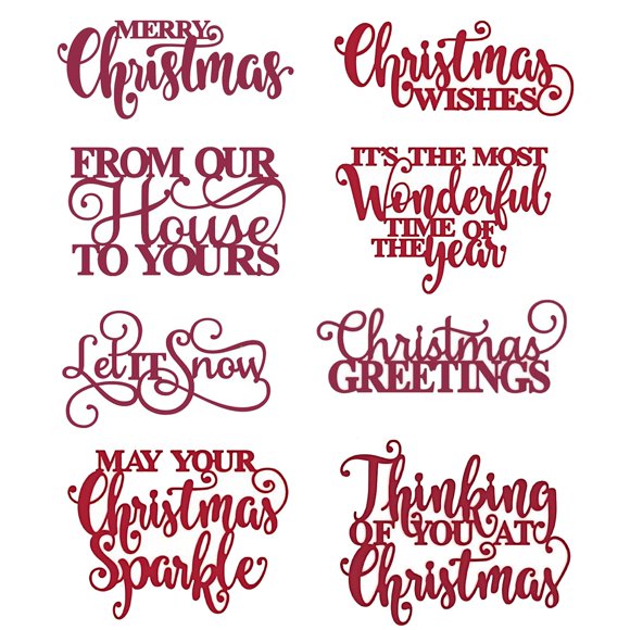 Troqueles de corte Briartw 8 piezas – Frases navideñas para scrapbooking