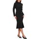 thumbnail image 4 of INSPIRE CHIC Vestido de Cola de Sirena para Mujeres Cuello Alto Manga Larga Botón Decorativo Trabajo de Negocios Elegante Vestido Ajustado Midi M Negro, 4 of 6