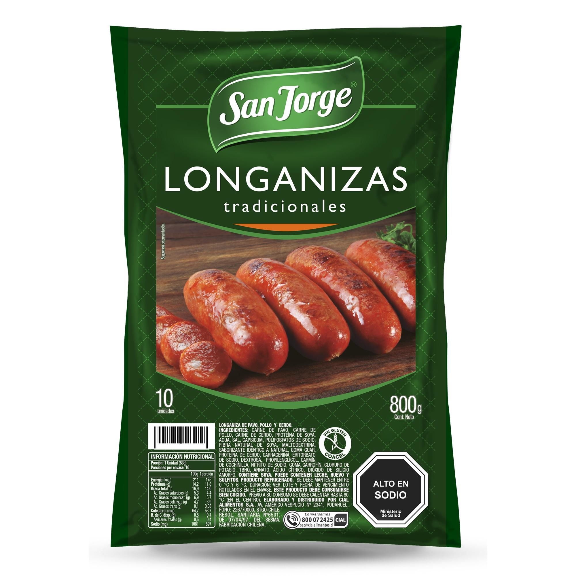 Longanizas Tradicionales 10 Un 0,8 kg San jorge