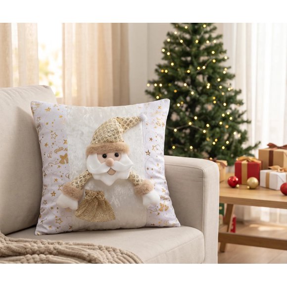 2 Fundas Cojin Navidad 45x45 Sin Relleno Santa Perla