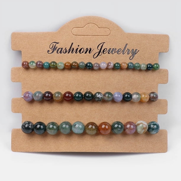 3pcs/set Colorful Natural Stone Beads Bracelets - Stretchable Bangle Jewelry Gift for Women