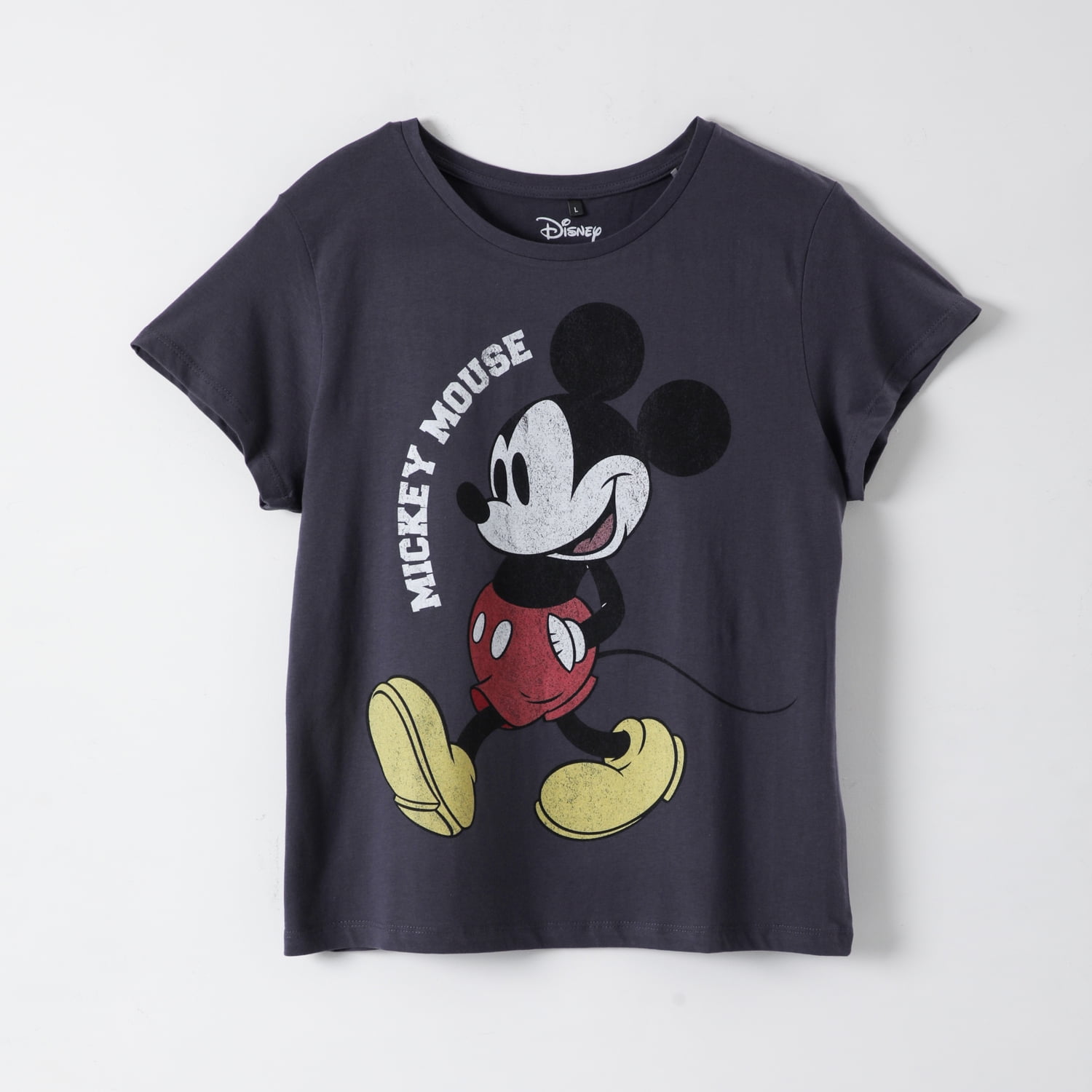 Polera Manga Corta Mujer Mickey Gris Disney