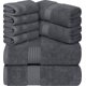 thumbnail image 1 of Juego de toallas Utopia Towels, 8 piezas, 100% algodón hilado en anillos, gris, 1 of 7