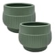 thumbnail image 1 of Set 2 Macetero Maceta Acabado Mate Verde Con Lineas Relieve, 1 of 7