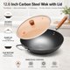 thumbnail image 2 of Wok WANGYUANJI de Acero al Carbono 32 cm Fondo Plano con Tapa, 2 of 8