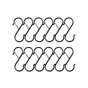 Magideal - Ganchos En Forma De S De Metal Para Colgar, 12 Uds., 3,6 Pulgadas, Resistentes Al Óxido, Multiusos Con Hebilla, Ganchos Para Armario, Perchas, Sombrer Negro