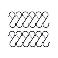 Magideal - Ganchos En Forma De S De Metal Para Colgar, 12 Uds., 3,6 Pulgadas, Resistentes Al Óxido, Multiusos Con Hebilla, Ganchos Para Armario, Perchas, Sombrer Negro