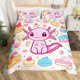 thumbnail image 4 of Cartoon Axolotl Duvet Cover Queen SizeSunflower Bedding Set Cute Animal Botanical Comforter Cover Watercolor Yellow Quilt Cover, 4 of 5